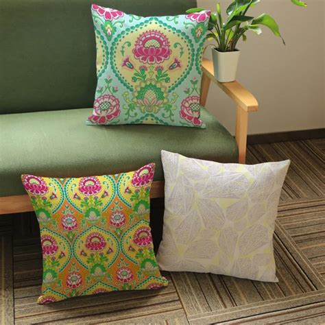 Ethnic Cushion Cover Case Bohemian Floral Cotton Linen Sofa Throw