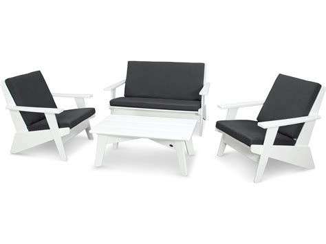 Polywood® Riviera Modern Recycled Plastic 4 Piece Lounge Set Pwpws3902