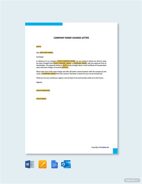 Guide to select your malaysia company register names in malaysia. FREE Company Name Change Letter Template - Word | Google ...