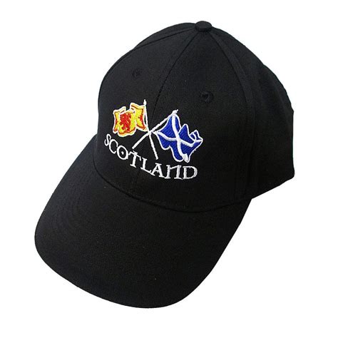 A T From Scotland Scotland Cross Flags Embroidered Black Baseball