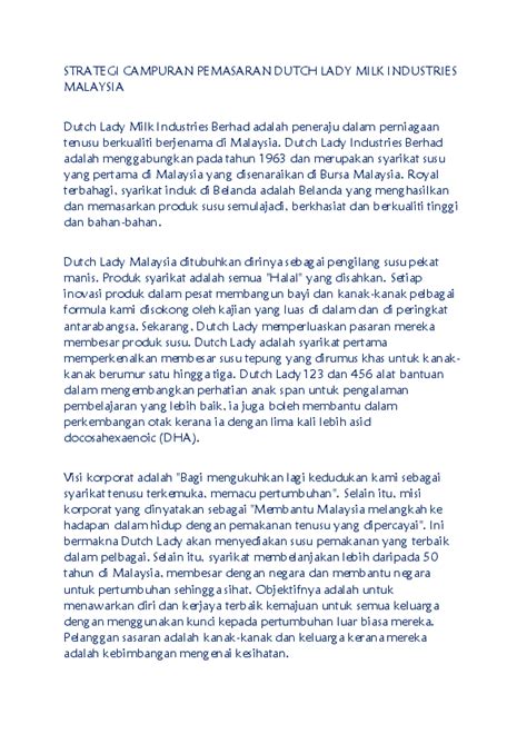 More than 55 years while dutch lady is a household name in malaysia, the company is facing increasing competition from other industry players. (PDF) STRATEGI CAMPURAN PEMASARAN SYARIKAT DUTCH LADY ...