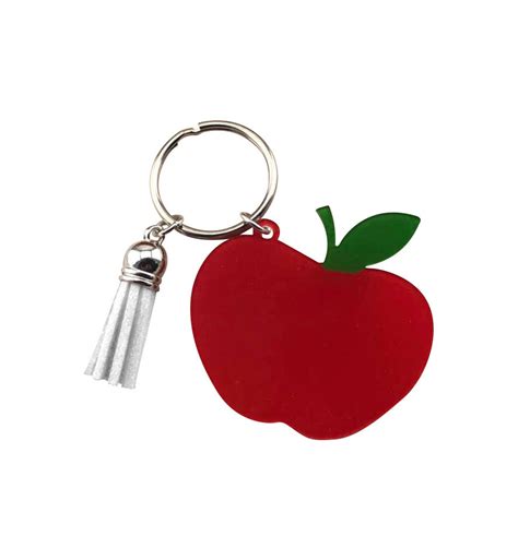 Red Apple And White Tassel Key Chain