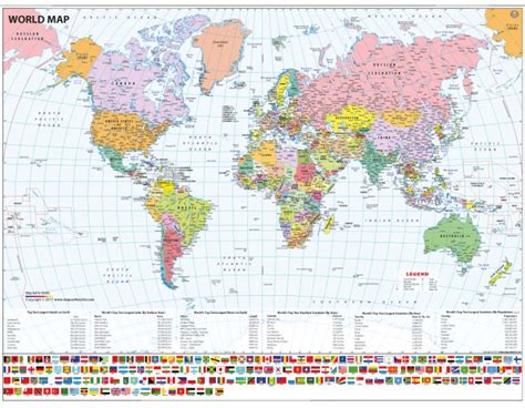 Buy World Map With Country Flags 47x35 Inches