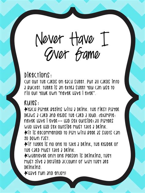 Never Have I Ever Printable