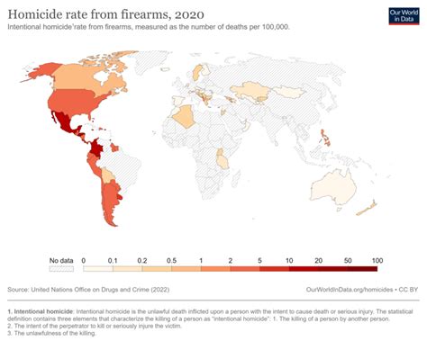 Fileworld Map Of Homicide Rates From Firearms Per 100000 People By