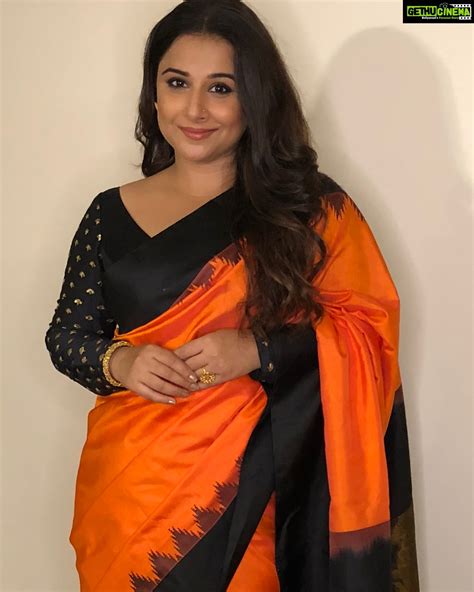 Vidya Balan Mission Mangal Actress Orange Saree Romantic Gethu Cinema