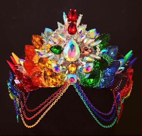 Rainbow Crown Mermaid Crown Gem Crown Crystal Crown Festival Etsy Uk