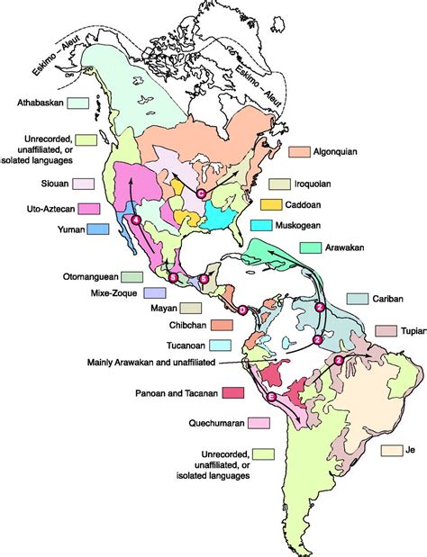 Language Families Of The New World And Their Suggested Expansions Language Map Map Linguistics