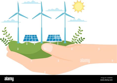 Energia Sostenibile Ecologica Approvvigionamento Di Fondo Vector Flat