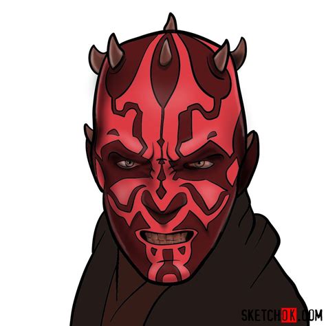 How To Draw Darth Mauls Face Star Wars Sketchok Easy Drawing Guides