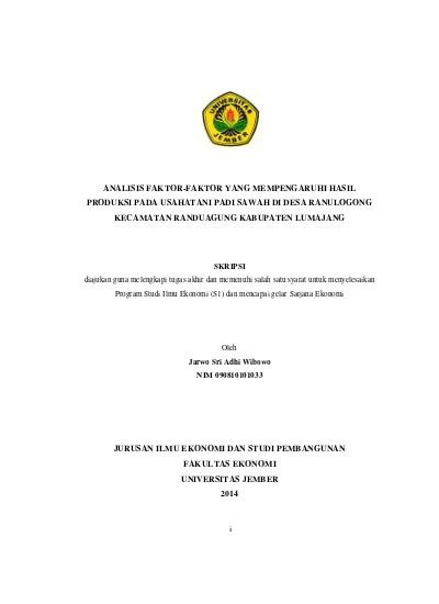 Analisis Faktor Faktor Yang Mempengaruhi Hasil Produksi Pada Usahatani