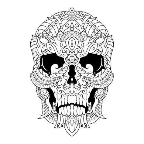 Premium Vector Skull Mandala Zentangle Illustration In Lineal Style