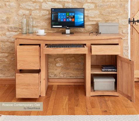 Crescdl Roscoe Contemporary Oak Home Office Desk Glasstone Furniture