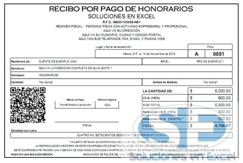 Recibo De Honorarios Formato Excel Actualizado Octubre Reverasite