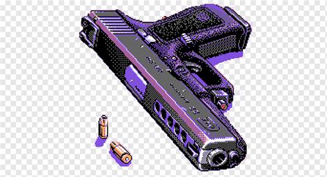 Glock Gesmbh Pixel Art 8 Bit Firearm Guns Purple Game Video