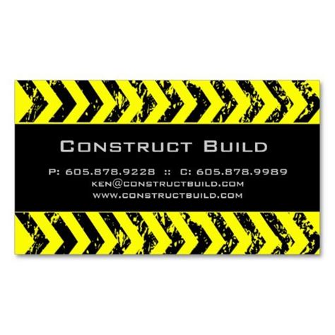 Construction Business Card Grunge Yellow Black