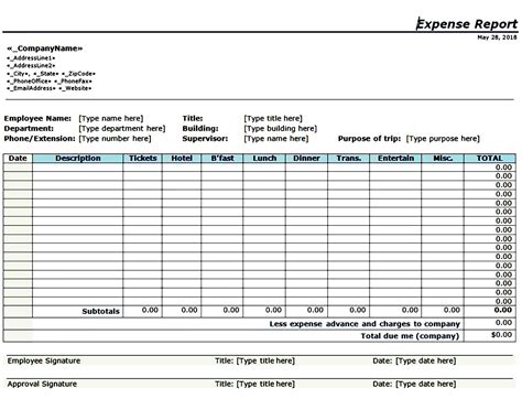 Expense Report Template Sample In 2020 Report Template