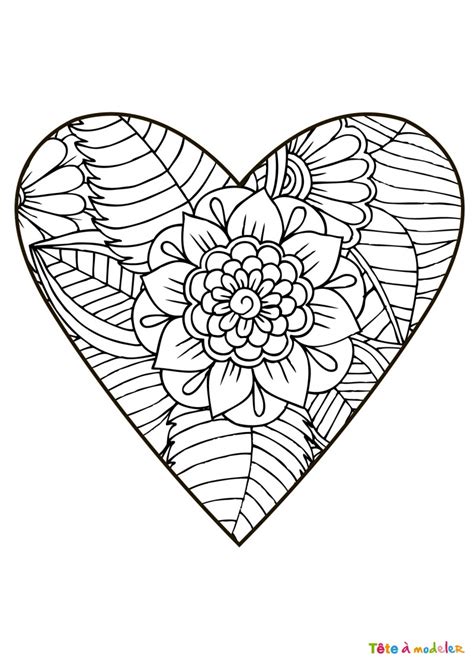 Comment faire un coeur en papier facile kawaii. Coloriage Coeur #05 - Un coloriage de Tête à modeler