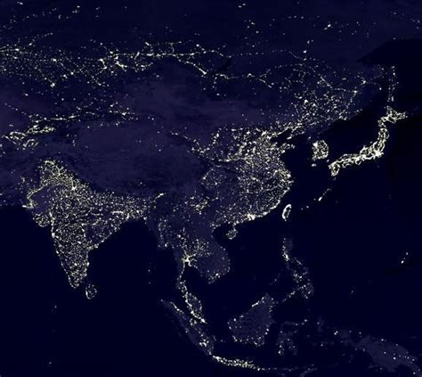 Asia From Space With Great Outlines Of Japan China