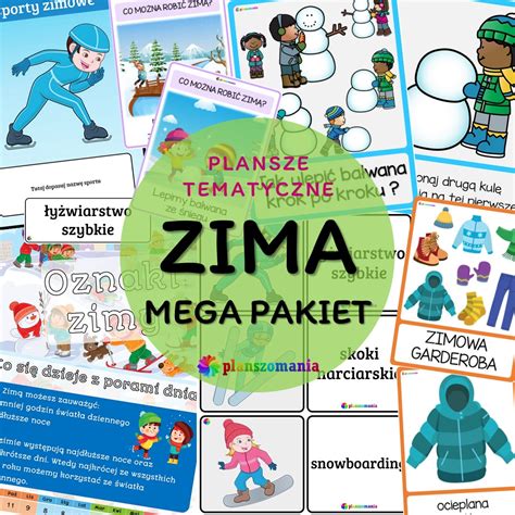 Zima Mega Pakiet Zestaw Plansz Edukacyjnych Planszomania