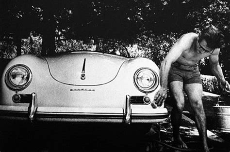 James Dean Washing His 1955 Porsche 356 Super Speedster In Short Shorts