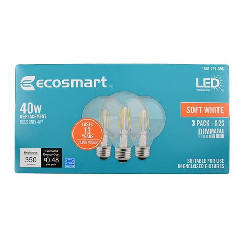 Ecosmart 40 Watt Equivalent G25 Globe Dimmable Energy Star Clear Glass