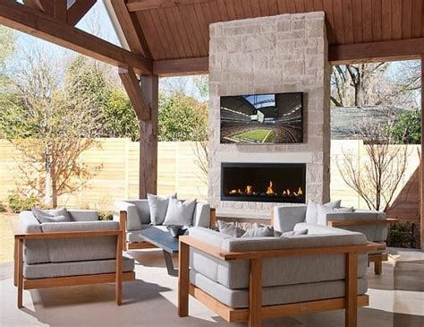 Natural Stone Fireplaces With Wall Mount Television Design Ideas