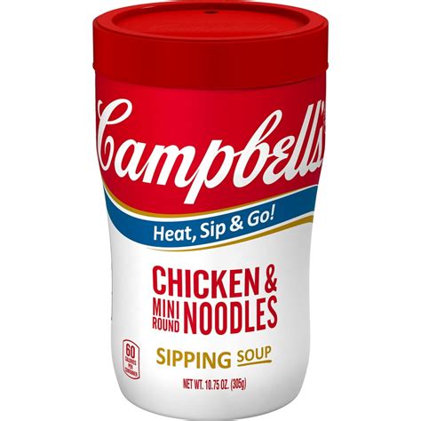 Campbells Sipping Soup Chicken And Mini Round Noodles 1075 Ounce Cup