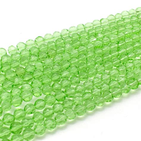 Faceted Glass Round 6mm Beads 10 Strings Green
