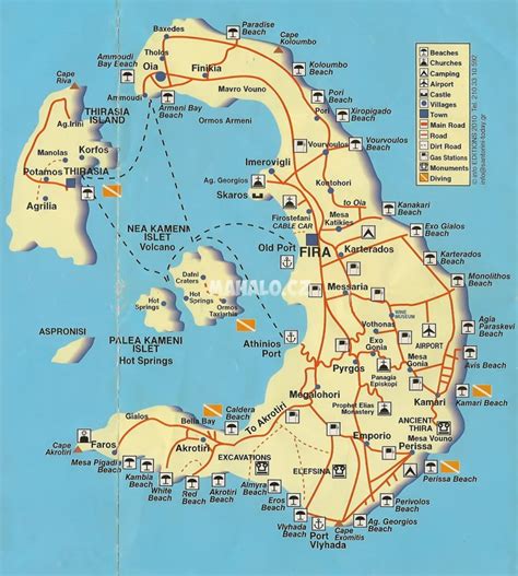 Mapa Santorini Thira Řecko Mahalocz
