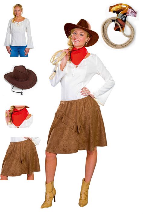 Western Kostüm Damen Rock Bluse Tuch Hut Cowgirl Cowboy eBay