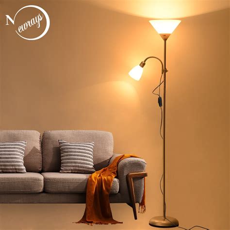 Ambient light is diffused from a square shade, and two open shelves below offer space to. Modern nordic design 2 lights night Floor Lamp stand ...