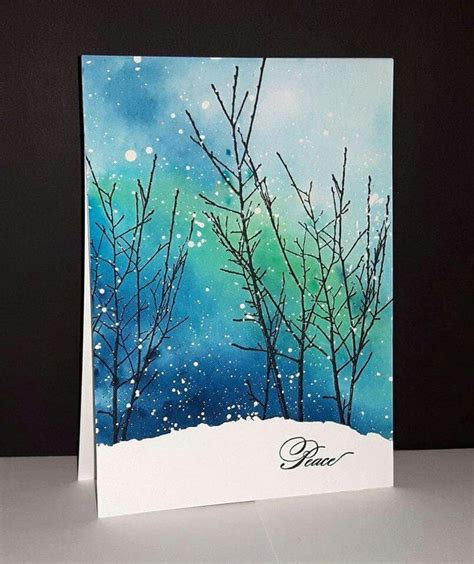 Snow Winter Trees Such A Beautiful Card And Wonderful Painting Idea