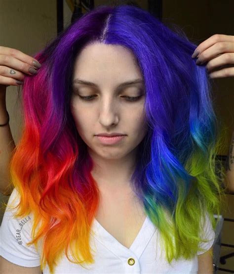 Beautiful Hair Color Cool Hair Color Rainbow Hair Ombre Pelo Multicolor Split Dyed Hair