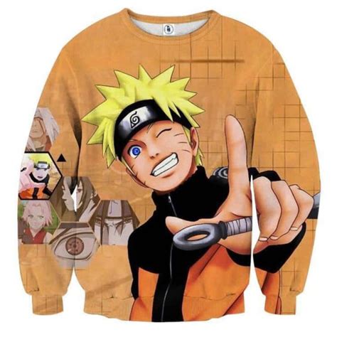 Naruto Uzumaki Japanese Anime Smiling Cute Cool Sweatshirt Saiyan Stuff