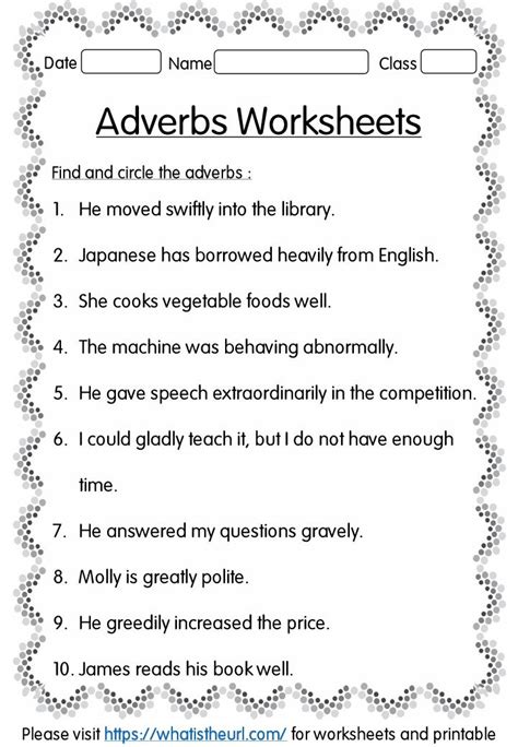 Identifying Adverbs Worksheet 6th Grade