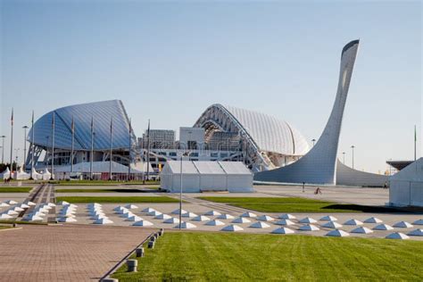 Sochi Russia October 2017 Fisht Stadium With Moving Roof And Olympic