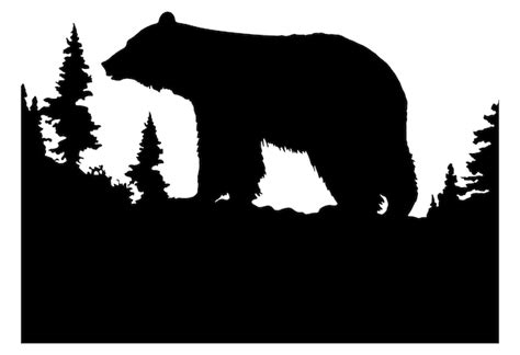 Premium Vector Bear In Forest Silhouette