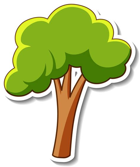 A Sticker Template With A Tree In Cartoon Style Isolated 2763759 Vector