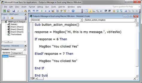 Excel Vba Msgbox Message Box Macro
