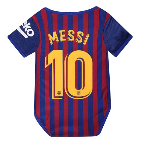 Barcelona Home 10 Messi Baby Cotton Soccer Bodysuits For 918 Months