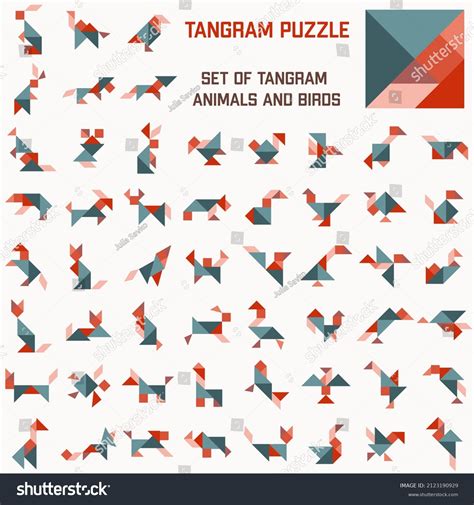 Tangram Puzzle Set Tangram Animals Birds Stock Vector Royalty Free