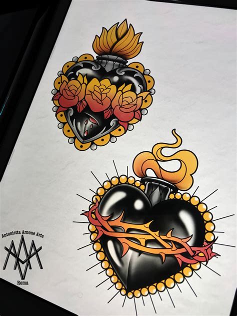 Neo Traditional Sacred Heart Tattoo By Antoniettaarnonearts On