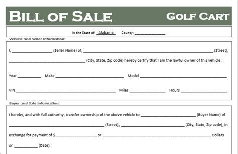 Free Alabama Golf Cart Bill Of Sale Template Off Road Freedom