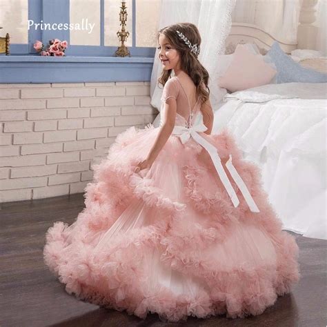Buy New Luxury Pink Flower Girl Dress Robes Princess