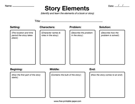 Story Elements Graphic Organizer Free Printable