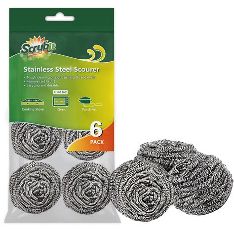 Scrubit Stainless Steel Scourers Steel Wool Scrubber Pad Pack Walmart Com