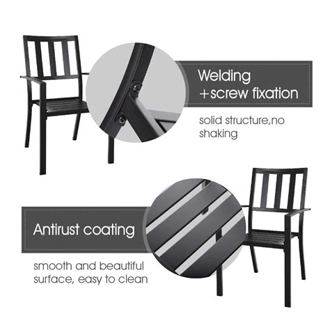 Mf Studio Metal Patio Outdoor Dining Chairs Set Of 2 Stackable Bistro