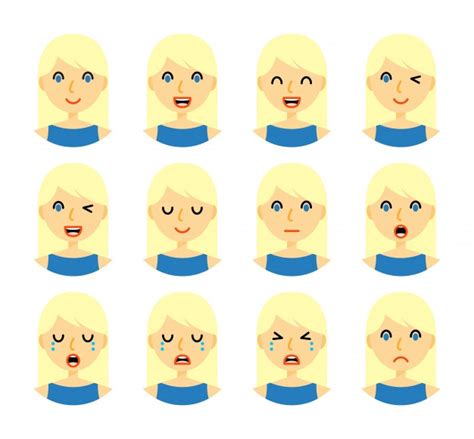 Premium Vector Woman Emotions Beautiful Girl Line Art Facial Expression Icons Set Isolated