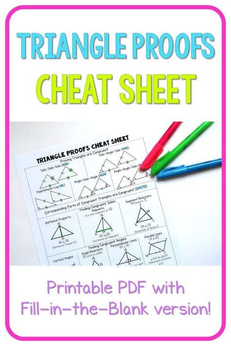 Triangle Proofs Geometry Cheat Sheet Geometry High School High